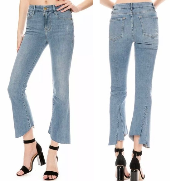 FRAME DENIM Le Crop Mini Boot Kick-Flare Mid Rise Triangle Gusset Jeans Size 26 - Picture 2 of 16